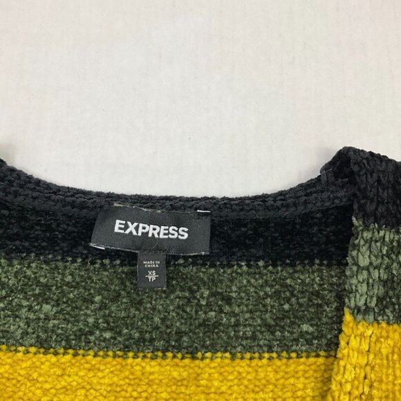 Express Womens Cozy Sweater Striped V-Neck Knit Stretch Pullover 3/4 Sleeve XS - Picture 4 of 11